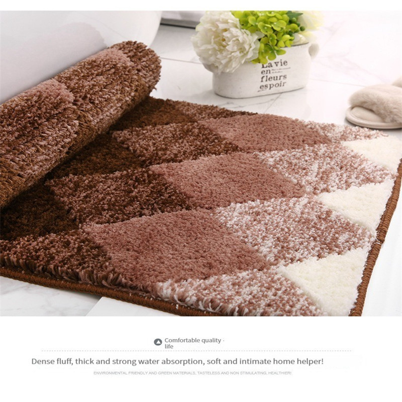 Gradient Color Flocking vannas paklāji Neslīdošs, absorbējošs pēdu paliktnis dušas durvju paklāji Mikrošķiedras vannas istabas paklāji mājas ieejas grīdas paliktnis