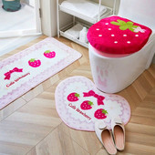 Besplatna dostava Navlaka za WC sjedalo Specijalni prah Strawberry Bars Carpet Mantle Pad Četverodijelni setovi WC setovi kupaonska prostirka