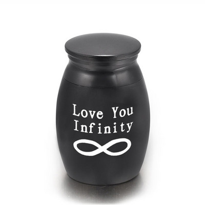 Iegravēt Love Infinity Endless Number 8 raksta alumīnija sakausējuma kremācijas urna Cilvēka mājdzīvnieku pelni Piemiņas piemiņas urnas