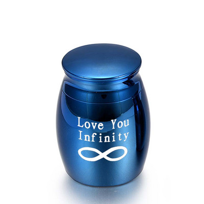Iegravēt Love Infinity Endless Number 8 raksta alumīnija sakausējuma kremācijas urna Cilvēka mājdzīvnieku pelni Piemiņas piemiņas urnas
