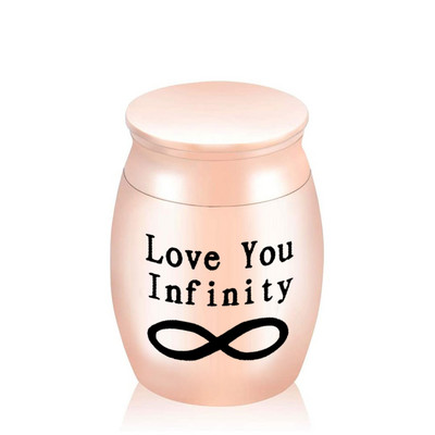 Iegravēt Love Infinity Endless Number 8 raksta alumīnija sakausējuma kremācijas urna Cilvēka mājdzīvnieku pelni Piemiņas piemiņas urnas