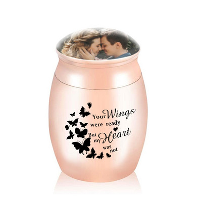 Mini urna za kremiranje od aluminijske legure može staviti uspomenu u staklenku s pepelom za fotografije u znak sjećanja na spremnik za pepeo ljudi ili kućnih ljubimaca