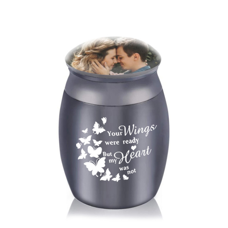 Mini urna za kremiranje od aluminijske legure može staviti uspomenu u staklenku s pepelom za fotografije u znak sjećanja na spremnik za pepeo ljudi ili kućnih ljubimaca