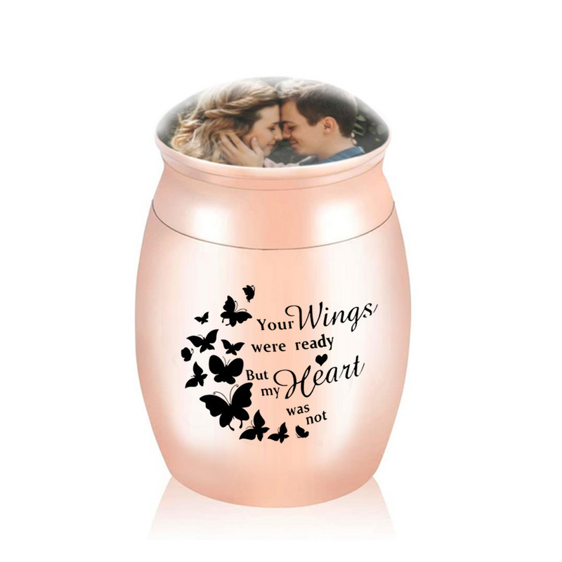 Mini urna za kremiranje od aluminijske legure može staviti uspomenu u staklenku s pepelom za fotografije u znak sjećanja na spremnik za pepeo ljudi ili kućnih ljubimaca