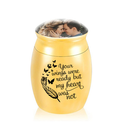 30X40MM Neliela kremācijas urna piemiņai var ievietot foto urnu mini kremācijas burka - Tavi spārni bija gatavi, bet mana sirds nebija