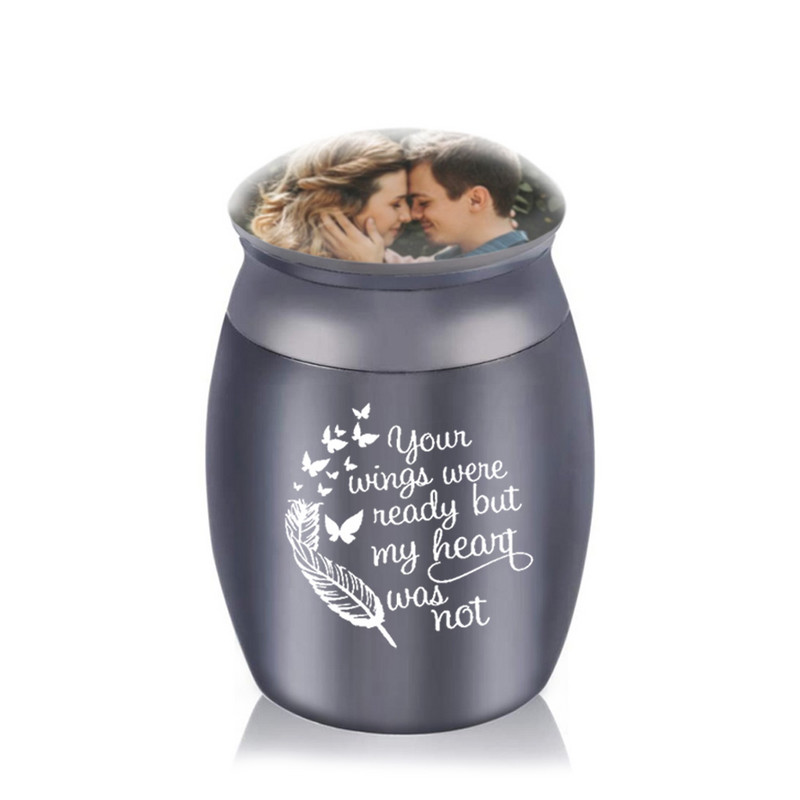 30X40MM Neliela kremācijas urna piemiņai var ievietot foto urnu mini kremācijas burka - Tavi spārni bija gatavi, bet mana sirds nebija