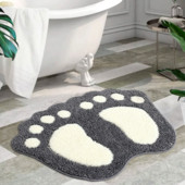 Upijajuća neklizajuća prostirka za kupanje Neklizajuća čupava kupaonska prostirka Modni slatki otisci stopala Bočni jastučić za noge Podloga za kućni dekor