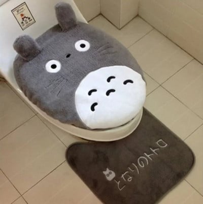 Totoro My Neighbor Cat Anime Fürdőszoba Plüss WC ülőgarnitúra WC Üléspárna Keret Fürdőszoba lábtörlő szett