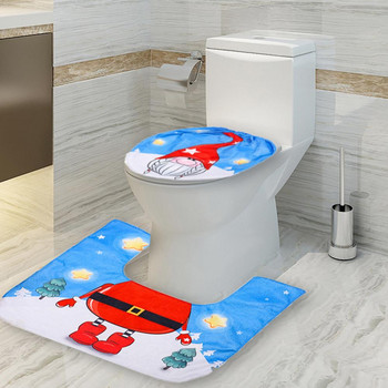 Декорация Карикатура 2 бр./компл. Покривало за тоалетна седалка за баня Подложка Килим Коледна украса