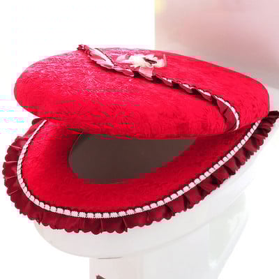 Modni ispisani uzorak, podebljani set jastuka za WC dasku, univerzalna navlaka za WC dasku u obliku kaputa, topla zimska WC školjka s patentnim zatvaračem
