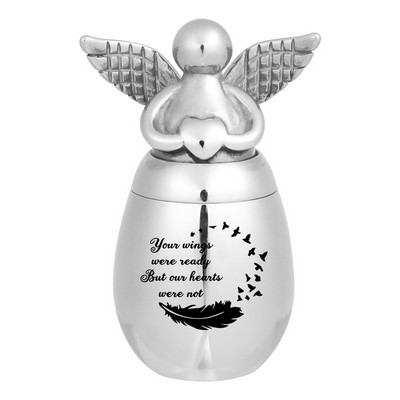 316L nehrđajući čelik Anđeoska krila Srce Male urne Tvoja su krila bila spremna Spomenici Pepeo za kremiranje Urna za uspomenu Oblik kovčega u obliku jajeta