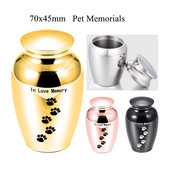 Mājdzīvnieku ķepu nospieduma piemiņas mini urnas apbedīšanas urna, pelnu burkas konteinera piemiņa, kaķu suņu mājdzīvnieku urnu kremēšanas rotaslietas ar dāvanu samta maisiņu