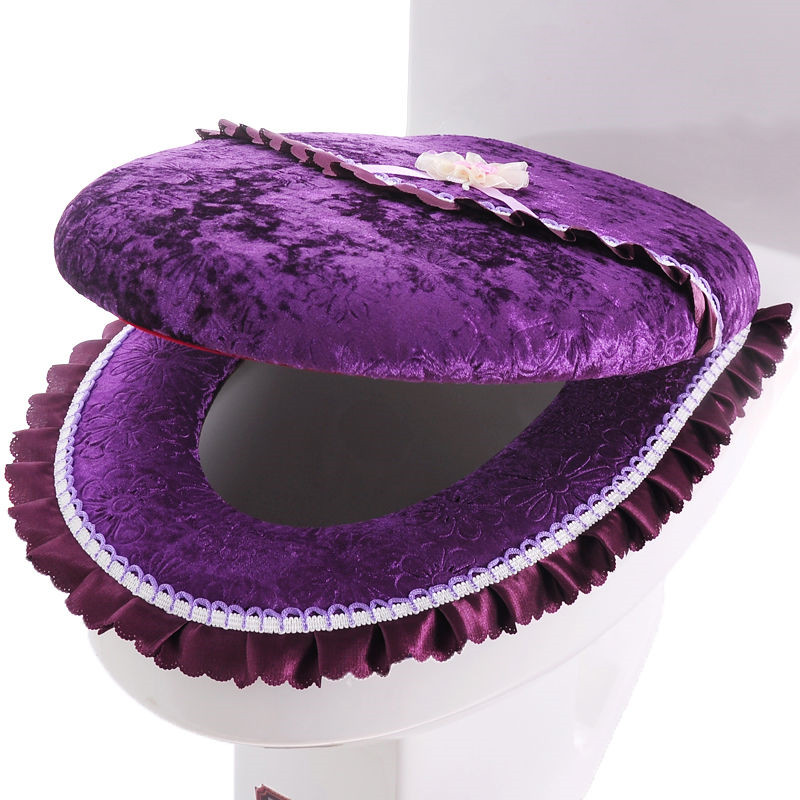 2 kom/set Zlatni baršunasti zadebljani jastuk za WC sjedalo Dizajn s patentnim zatvaračem Vodootporna WC prostirka Jednobojna navlaka za WC sjedalo Jesen Zima