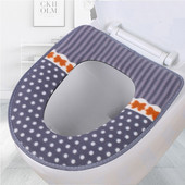 Zimska topla navlaka za WC sjedalo Closestool Mat 1 kom perivi kupaonski dodaci Pletivo čiste boje Mekana podloga u obliku slova O WC sjedalo