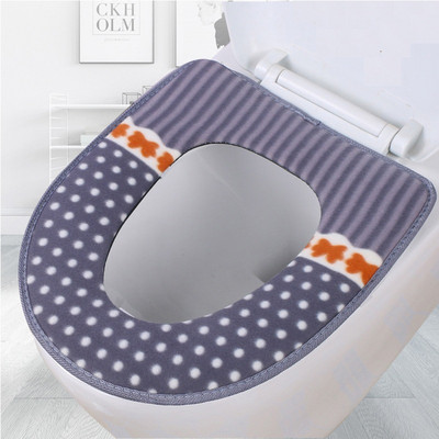 Zimska topla navlaka za WC sjedalo Closestool Mat 1 kom perivi kupaonski dodaci Pletivo čiste boje Mekana podloga u obliku slova O WC sjedalo