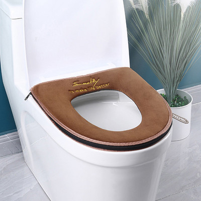 Kupaonska navlaka za WC sjedalo s patentnim zatvaračem Univerzalni plišani jastuk za WC školjku Topla, mekana, zadebljana navlaka za WC sjedalo Zimska WC prostirka