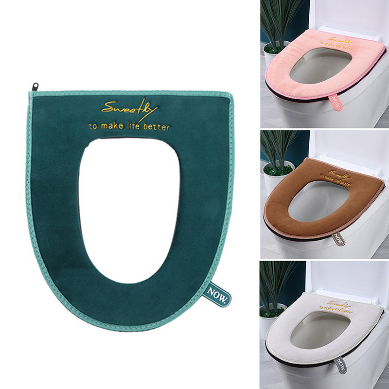 Kupaonska navlaka za WC sjedalo s patentnim zatvaračem Univerzalni plišani jastuk za WC školjku Topla, mekana, zadebljana navlaka za WC sjedalo Zimska WC prostirka