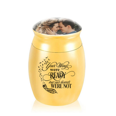 Mini urna za kremiranje uspomena Posuda za pepeo od perja od nehrđajućeg čelika može staviti fotografije - Vaša su krila spremna, ali moje srce nije