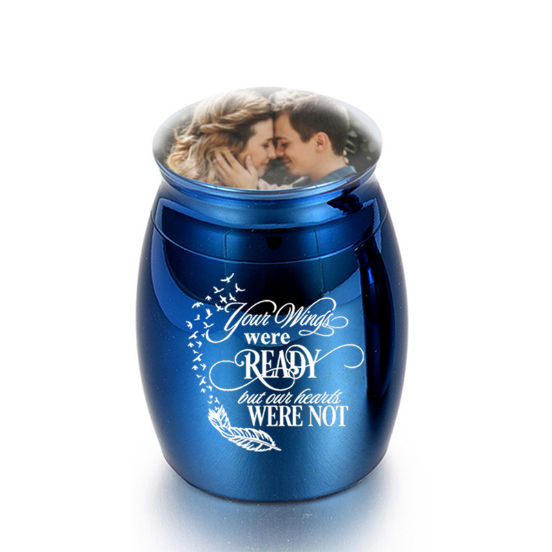 Mini urna za kremiranje uspomena Posuda za pepeo od perja od nehrđajućeg čelika može staviti fotografije - Vaša su krila spremna, ali moje srce nije