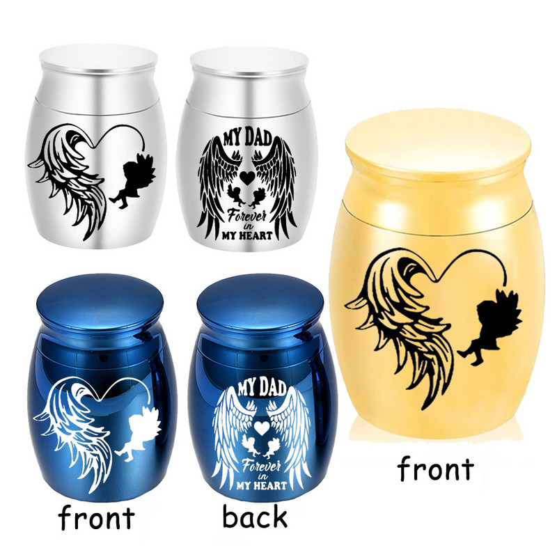 Dvostrano izrezbarena krila anđela urna za kremaciju čuvanje izvrstan držač pepela u spomen na mog oca