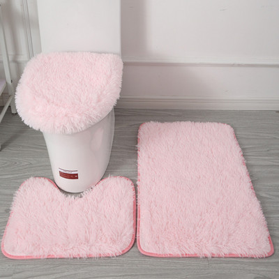 3Ps/Set Mekana plišana navlaka za WC dasku Periva neklizajuća WC prostirka za kućnu kupaonicu Podne prostirke za tuširanje Ukras čiste boje