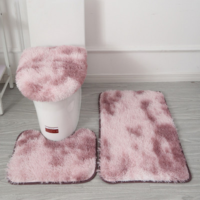 3Ps/Set Mekana plišana navlaka za WC dasku Periva neklizajuća WC prostirka za kućnu kupaonicu Podne prostirke za tuširanje Ukras čiste boje