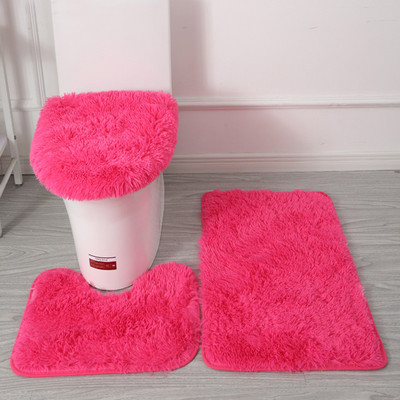 3Ps/Set Mekana plišana navlaka za WC dasku Periva neklizajuća WC prostirka za kućnu kupaonicu Podne prostirke za tuširanje Ukras čiste boje