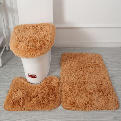 3Ps/Set Mekana plišana navlaka za WC dasku Periva neklizajuća WC prostirka za kućnu kupaonicu Podne prostirke za tuširanje Ukras čiste boje