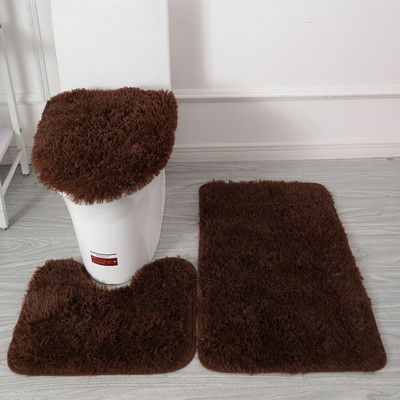 3Ps/Set Mekana plišana navlaka za WC dasku Periva neklizajuća WC prostirka za kućnu kupaonicu Podne prostirke za tuširanje Ukras čiste boje