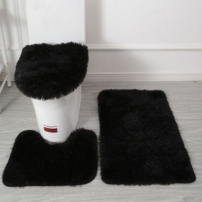 3Ps/Set Mekana plišana navlaka za WC dasku Periva neklizajuća WC prostirka za kućnu kupaonicu Podne prostirke za tuširanje Ukras čiste boje