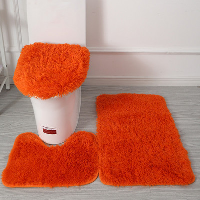 3Ps/Set Mekana plišana navlaka za WC dasku Periva neklizajuća WC prostirka za kućnu kupaonicu Podne prostirke za tuširanje Ukras čiste boje