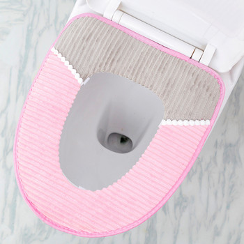 Зимни плюшени калъфи за тоалетни седалки Подложка Универсални миещи се аксесоари за баня По-топло Меко Closestool Подложка за баня Комплект тоалетни възглавници