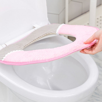 Χειμερινά βελούδινα καλύμματα καθισμάτων τουαλέτας Μαξιλάρι γενικής χρήσης που πλένεται αξεσουάρ μπάνιου Θερμότερο μαλακό σκαμπό χαλάκι μπάνιου Σετ μαξιλαριών τουαλέτας
