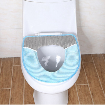 Зимни плюшени калъфи за тоалетни седалки Подложка Универсални миещи се аксесоари за баня По-топло Меко Closestool Подложка за баня Комплект тоалетни възглавници