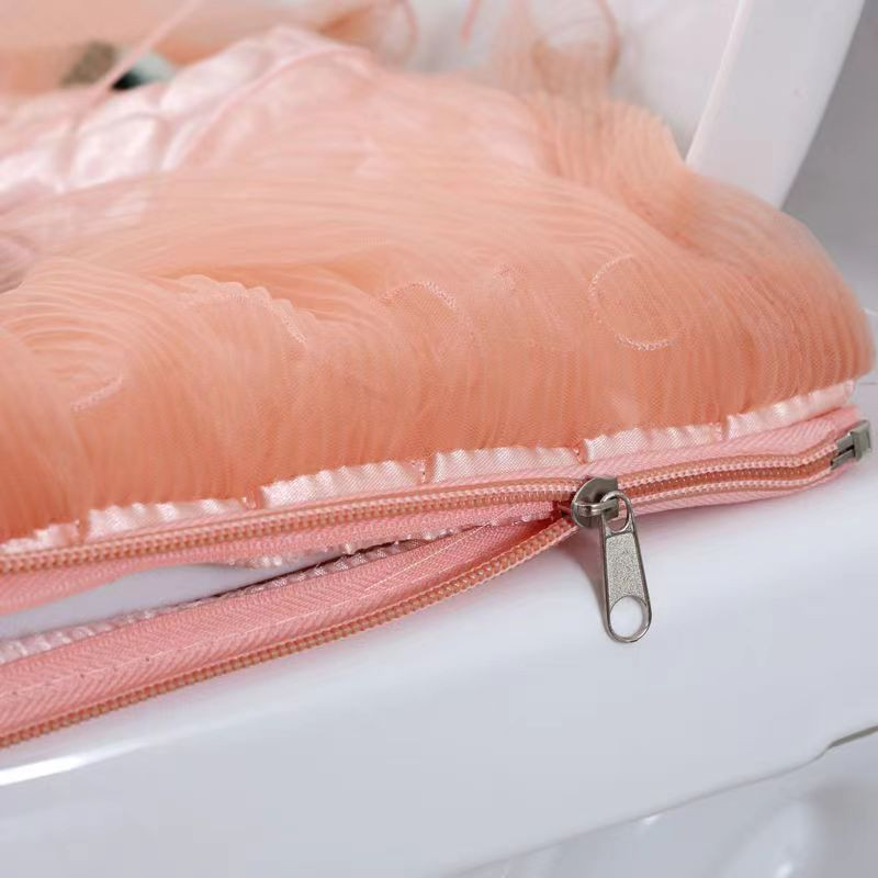 Vannas istabas rāvējslēdzējs 3-daļīgs komplekts, oranžs mežģīņu tualetes sēdekļa pārklājs Skaists siltāks spilventiņš tualetes paklājiņš mazgājams audums tualetes sēdekļa pārklāja paklājiņš