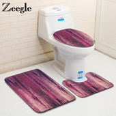 Zeegle Wood Printed 3pcs Set prostirki za kupaonicu Neklizajući kupaonski tepih Otirač Dekoracija Navlaka za WC sjedalo Tepih Set kupaonskih prostirki Otirač za tuširanje