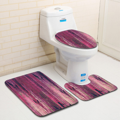 Zeegle Wood Printed 3pcs Set prostirki za kupaonicu Neklizajući kupaonski tepih Otirač Dekoracija Navlaka za WC sjedalo Tepih Set kupaonskih prostirki Otirač za tuširanje