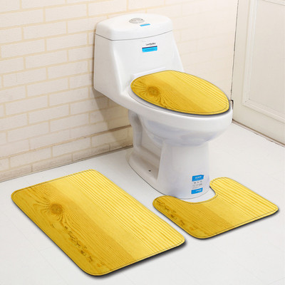 Zeegle Wood Printed 3pcs Set prostirki za kupaonicu Neklizajući kupaonski tepih Otirač Dekoracija Navlaka za WC sjedalo Tepih Set kupaonskih prostirki Otirač za tuširanje