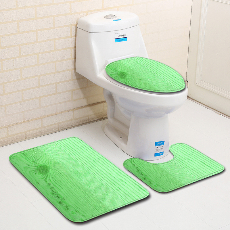 Zeegle Wood Printed 3pcs Set prostirki za kupaonicu Neklizajući kupaonski tepih Otirač Dekoracija Navlaka za WC sjedalo Tepih Set kupaonskih prostirki Otirač za tuširanje