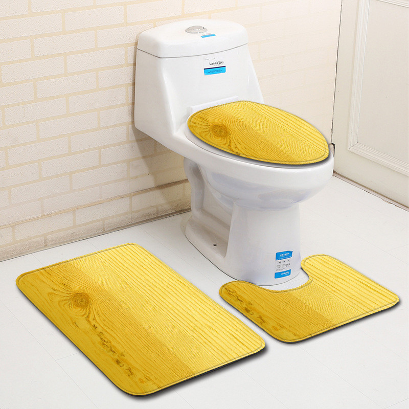 Zeegle Wood Printed 3pcs Set prostirki za kupaonicu Neklizajući kupaonski tepih Otirač Dekoracija Navlaka za WC sjedalo Tepih Set kupaonskih prostirki Otirač za tuširanje
