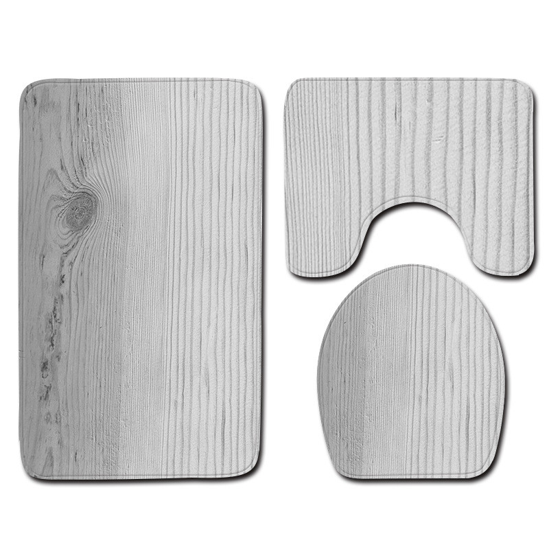 Zeegle Wood Printed 3pcs Set prostirki za kupaonicu Neklizajući kupaonski tepih Otirač Dekoracija Navlaka za WC sjedalo Tepih Set kupaonskih prostirki Otirač za tuširanje