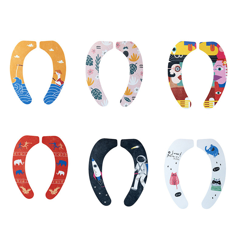 Ūdensizturīgs tualetes sēdekļa spilvens mājsaimniecības pastas tualetes uzlīmes Four Seasons universāls vannas istabas mazgājams karikatūra tualetes spilvens