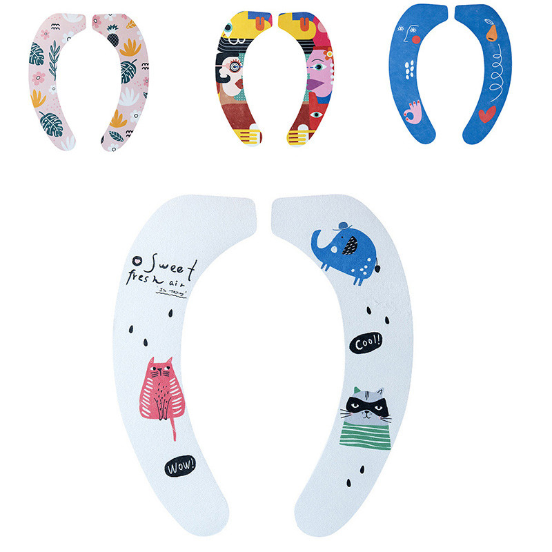 Ūdensizturīgs tualetes sēdekļa spilvens mājsaimniecības pastas tualetes uzlīmes Four Seasons universāls vannas istabas mazgājams karikatūra tualetes spilvens