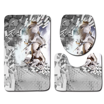 Zeegle Memory spužva s otisnutim životinjama 3 kom/set 3D prostirke u kupaonici Protuklizni kupaonski tepisi WC prostirke za kupaonicu Tepisi Poklopac