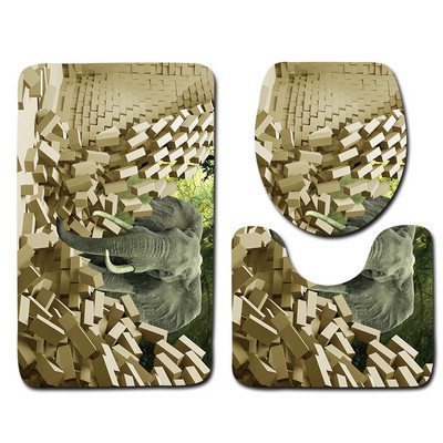 Zeegle Memory spužva s otisnutim životinjama 3 kom/set 3D prostirke u kupaonici Protuklizni kupaonski tepisi WC prostirke za kupaonicu Tepisi Poklopac