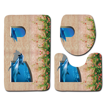 Zeegle Memory spužva s otisnutim životinjama 3 kom/set 3D prostirke u kupaonici Protuklizni kupaonski tepisi WC prostirke za kupaonicu Tepisi Poklopac