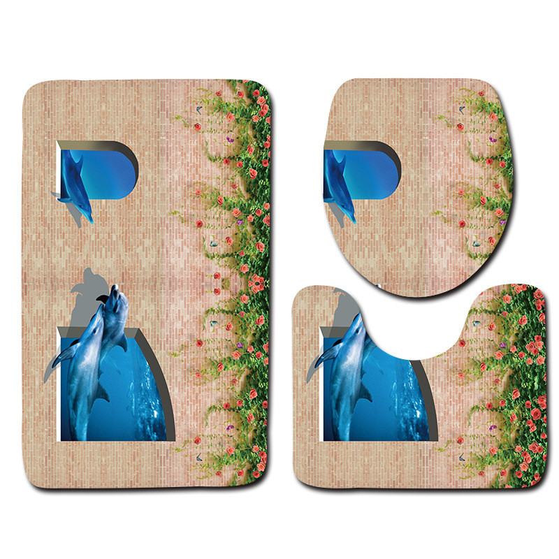 Zeegle Memory spužva s otisnutim životinjama 3 kom/set 3D prostirke u kupaonici Protuklizni kupaonski tepisi WC prostirke za kupaonicu Tepisi Poklopac