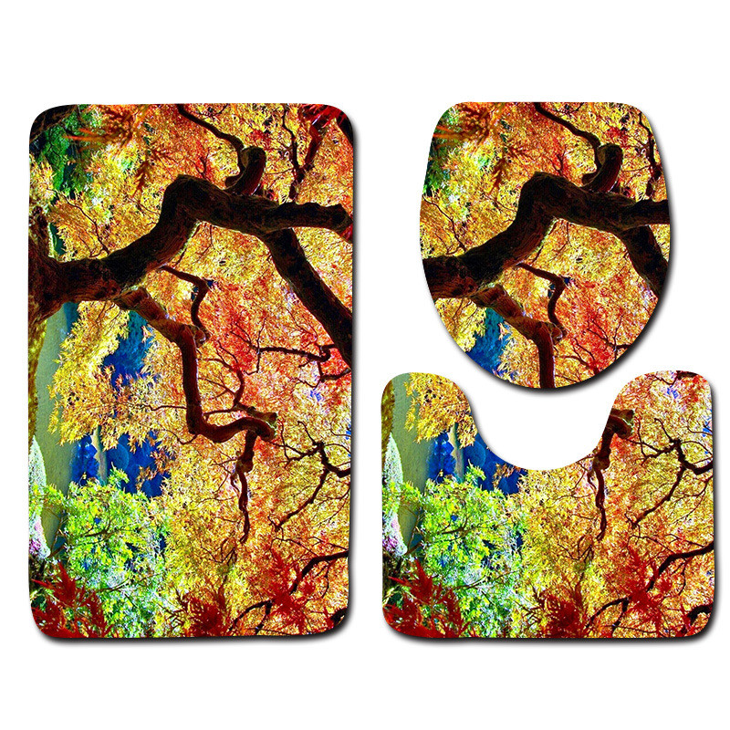 Zeegle Printed Tree Set kupaonskih prostirača Podna prostirka za kadu Ulazni otirač Prostirka s postoljem Prostirka za noge od mikrovlakana Protuklizna prostirka