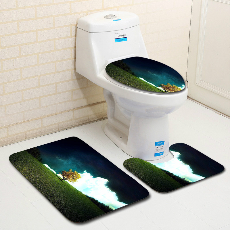 Zeegle Printed Tree Set kupaonskih prostirača Podna prostirka za kadu Ulazni otirač Prostirka s postoljem Prostirka za noge od mikrovlakana Protuklizna prostirka