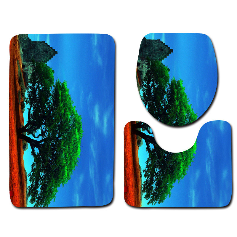 Zeegle Printed Tree Set kupaonskih prostirača Podna prostirka za kadu Ulazni otirač Prostirka s postoljem Prostirka za noge od mikrovlakana Protuklizna prostirka